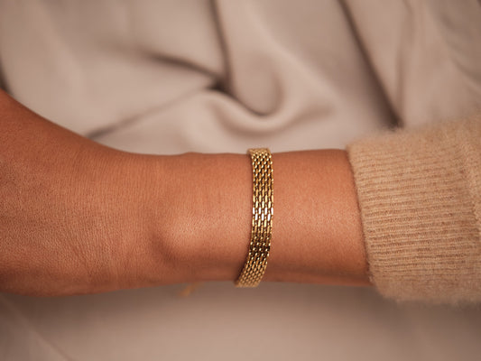Gold Mesh Bracelet Vintage Jewelry Gold Bracelet Stainless Steel Waterproof Anti tarnish Gold Jewelry Gift For Her Him Mom Bracelet Gift