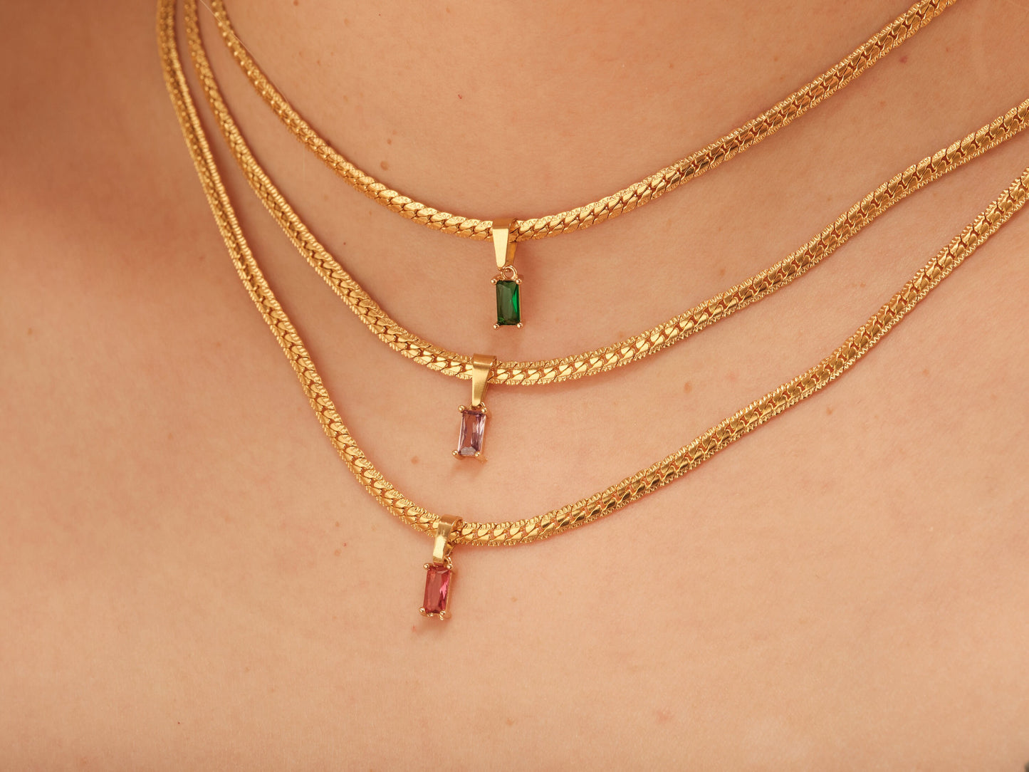 18k Gold Herringbone Necklace, Gold Herrringbone Necklace, Gold Snake Chain Choker, Flat Herringbone Choker Zircon Choker, CZ Snake