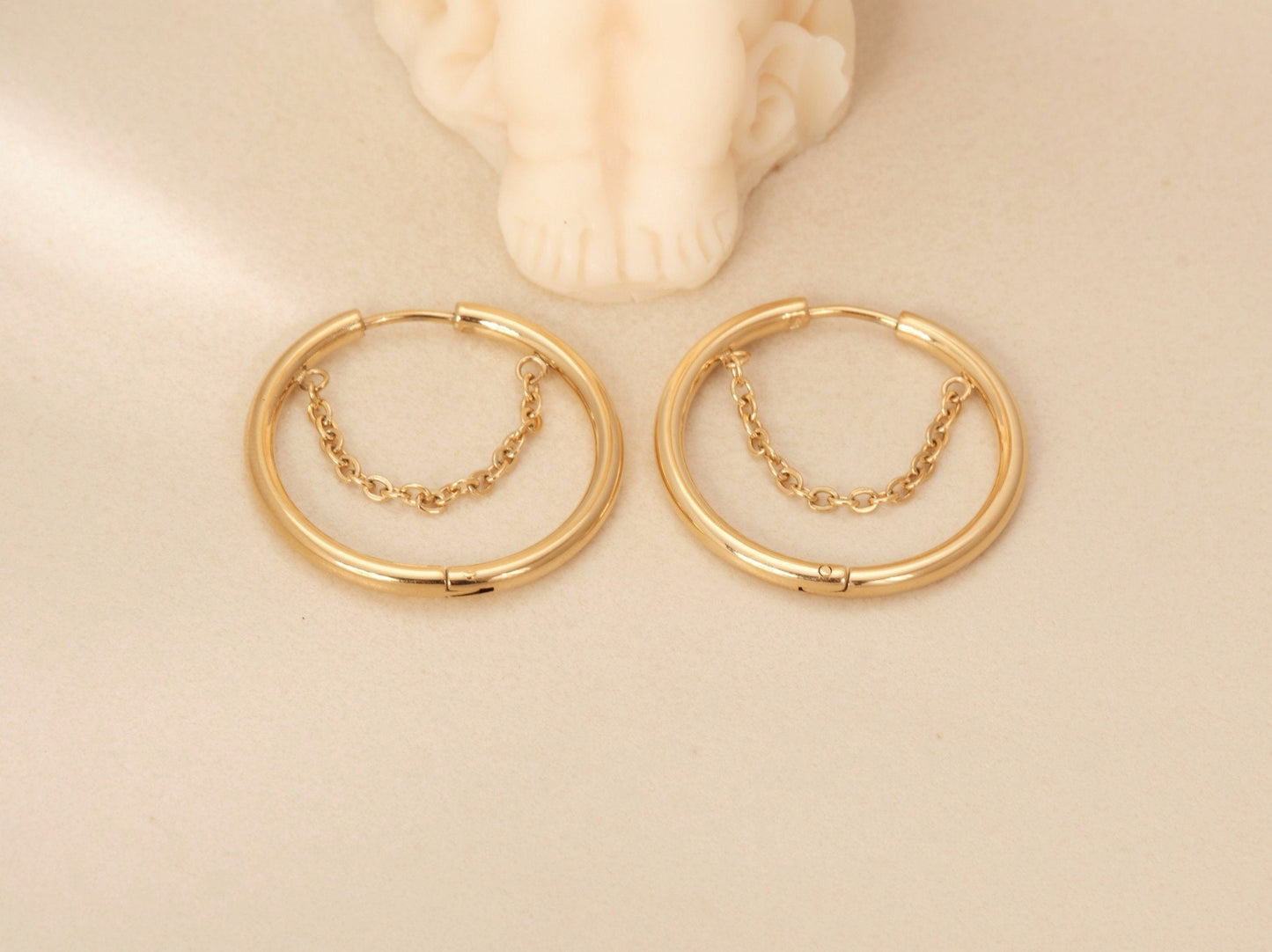 Gold Chain Huggies, Gold Huggies, Gold Hoop Earrings, Gold Earrings, Gold Hoops, Gold Hoop Huggies, Gold Chain Hoops, Gold Chain Earrings
