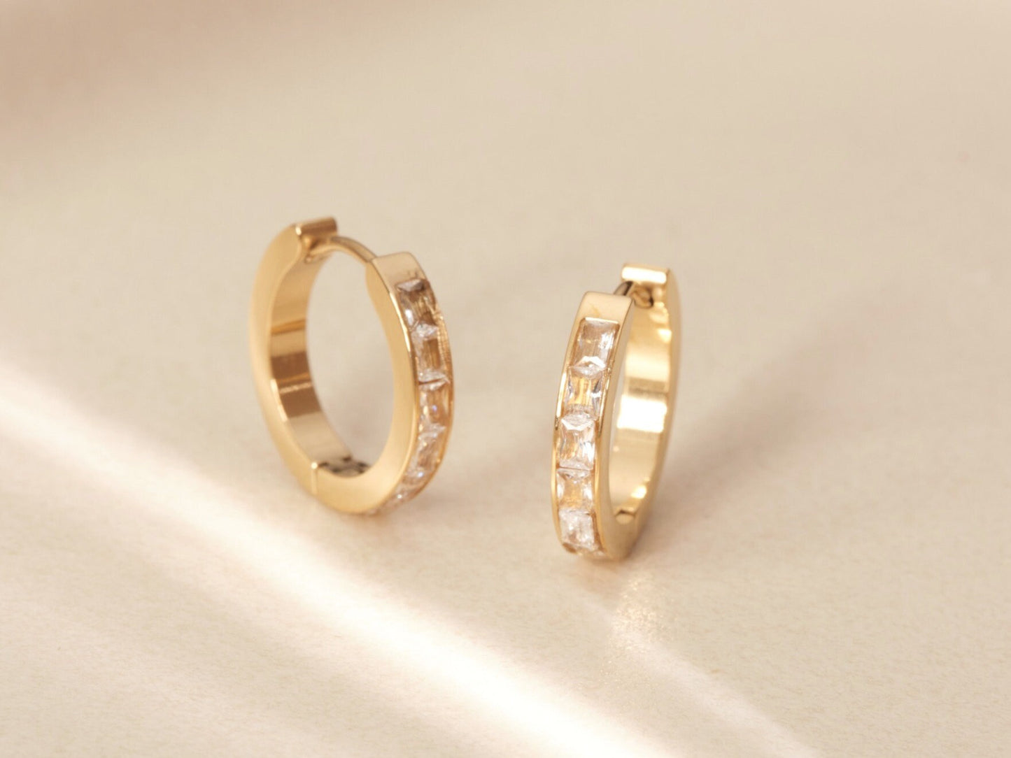 Gold Pave Zircon Hoops, Gold Huggie Hoop Earrings, Gold Filled Zircon Hoop Earrings, CZ Hoop Earrings, Cartilage Hoop, Gold Conch Hoop