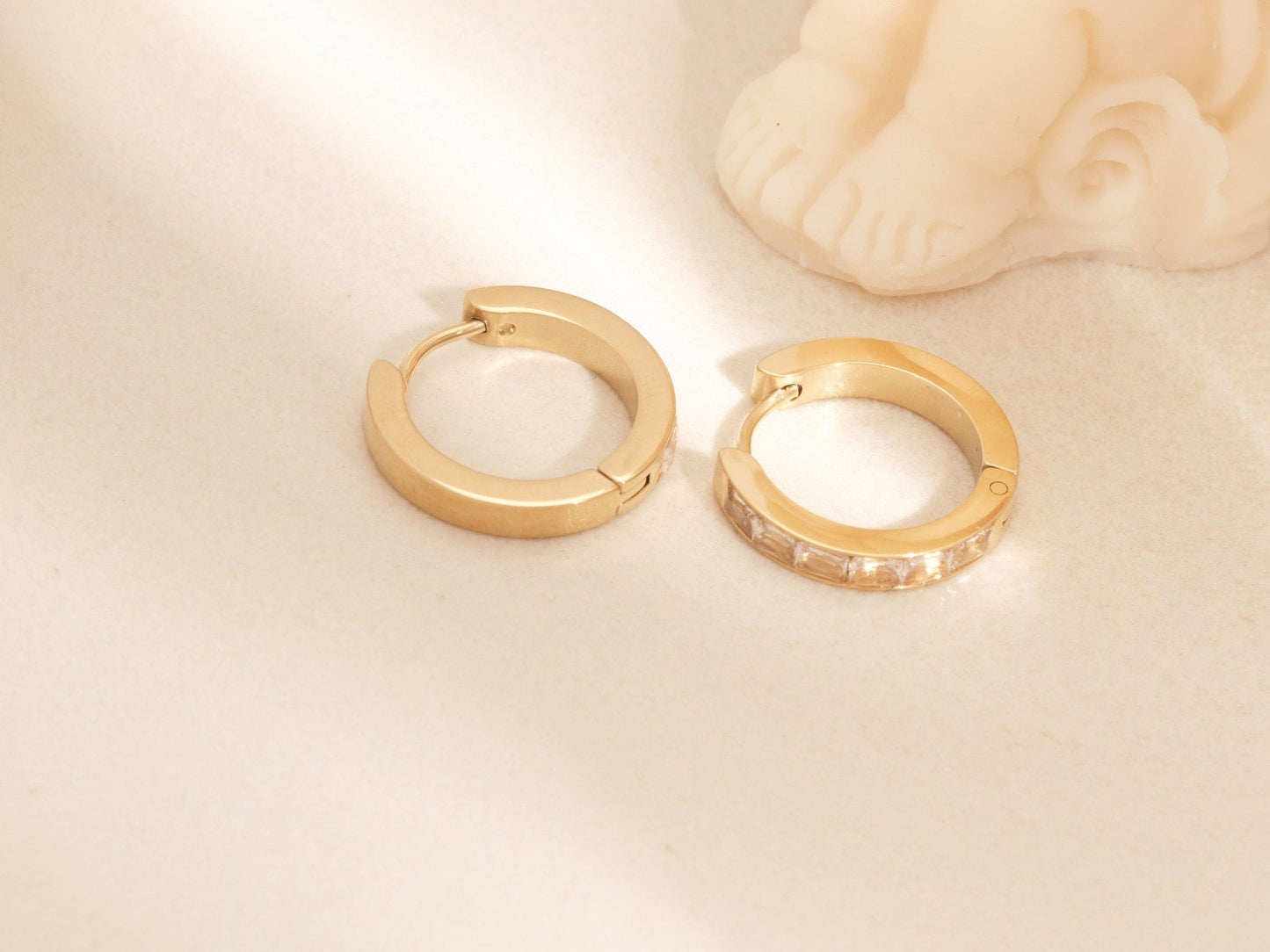 Gold Pave Zircon Hoops, Gold Huggie Hoop Earrings, Gold Filled Zircon Hoop Earrings, CZ Hoop Earrings, Cartilage Hoop, Gold Conch Hoop