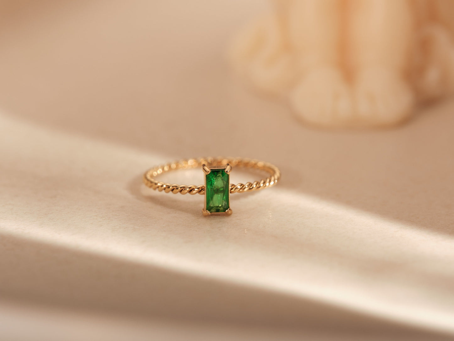 Emerald CZ Ring, Emerald CZ Earrings, Dangle Baguette Hoops, Emerald Baguette Hoops, White CZ Baguette Ring, Silver Post Earrings, Cz Hoops