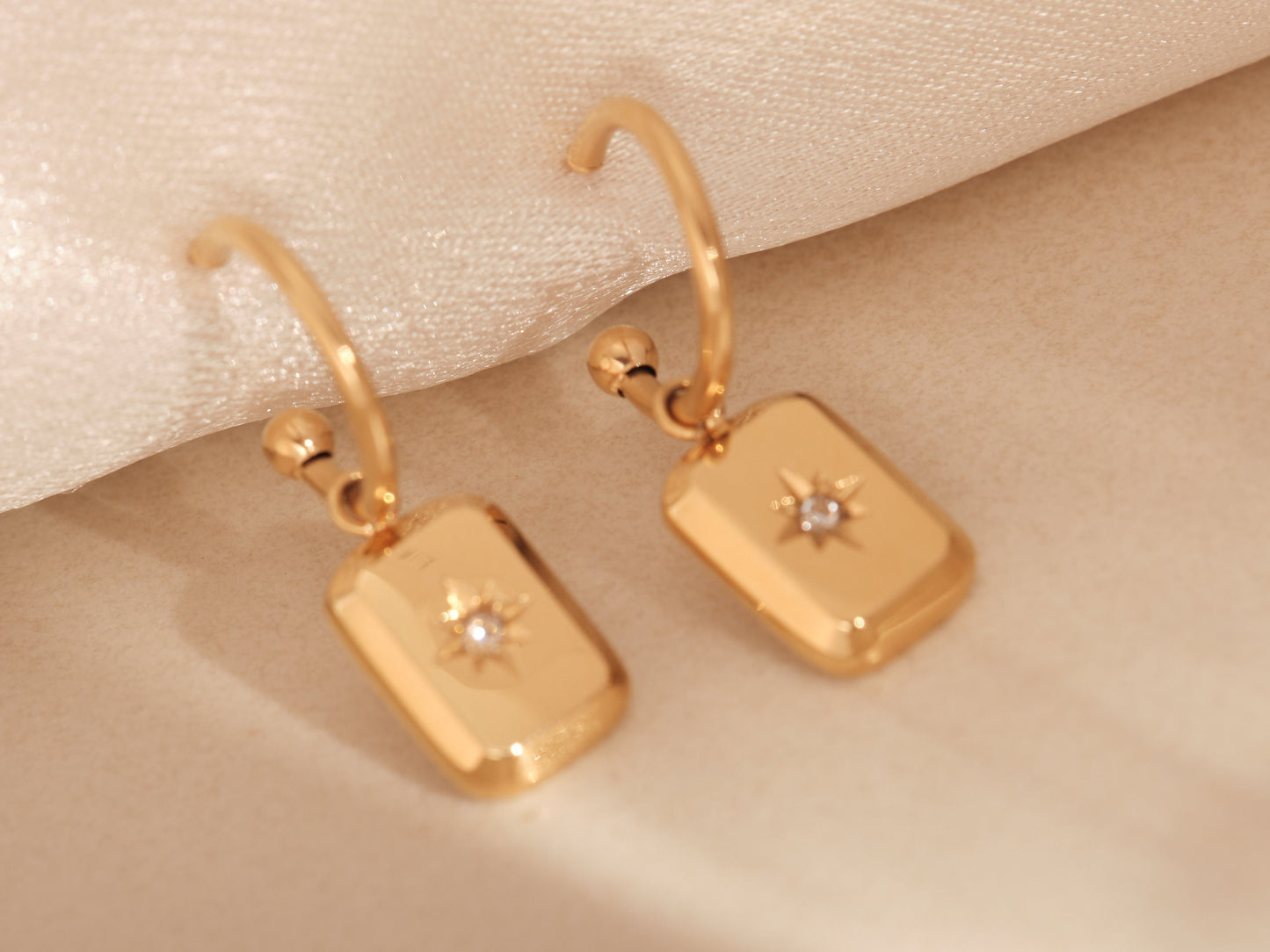 Gold North Star Earrings, CZ Earrings, CZ Star Earrings, Charm Earrings, WATEPROOF, Tarnish resist Earrings, Mother's day gift for Mom, Aunt