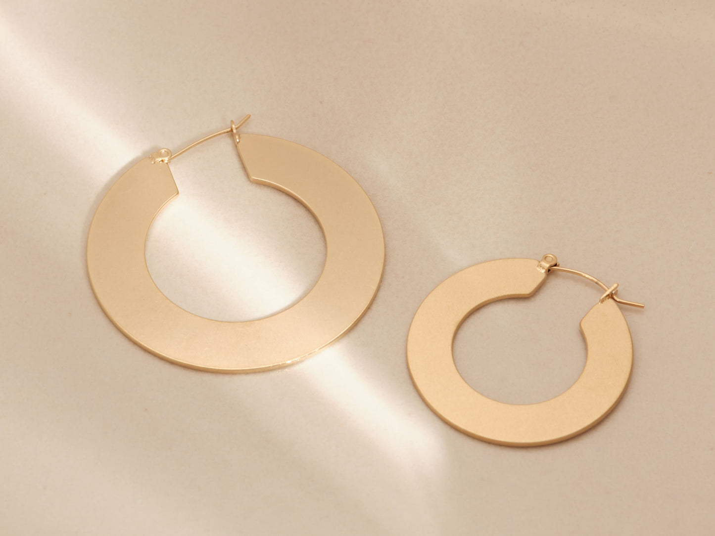 Gold Matte Hoop Earrings, Gold Hoops, Flat Hoops, Gold Vintage Hoop Earrings, Vintage Earrings, Gold Tarnish Free Earrings, Waterproof