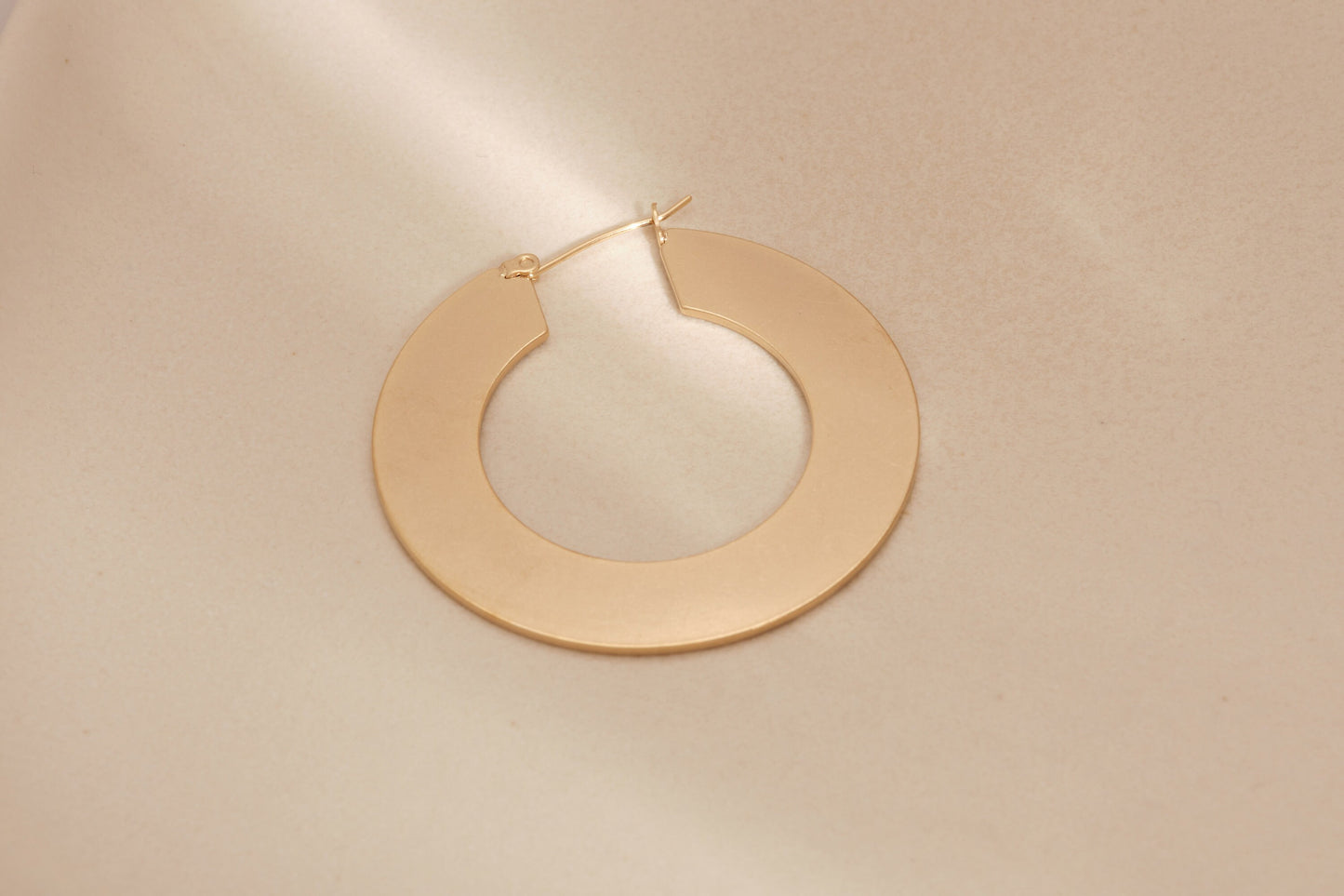 Gold Matte Hoop Earrings, Gold Hoops, Flat Hoops, Gold Vintage Hoop Earrings, Vintage Earrings, Gold Tarnish Free Earrings, Waterproof