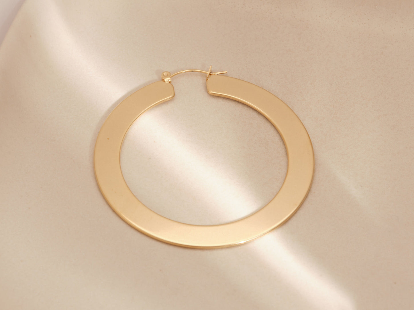 Gold Matte Hoop Earrings, Gold Hoops, Flat Hoops, Gold Vintage Hoop Earrings, Vintage Earrings, Gold Tarnish Free Earrings, Waterproof