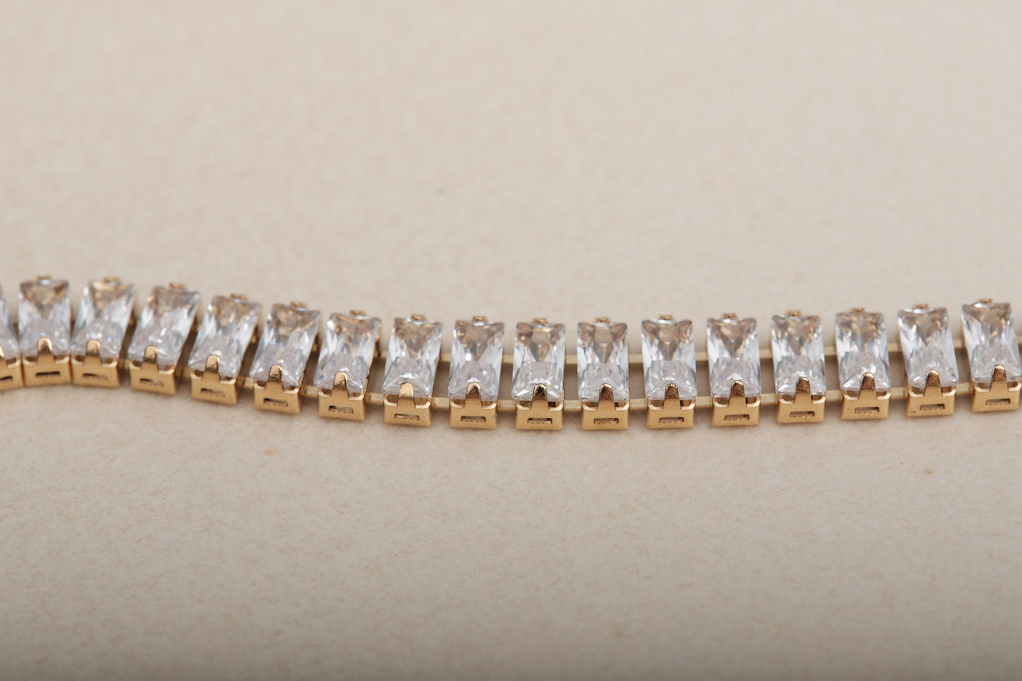 18k Gold Tennis cz Bracelet, Baguette cz Bracelet, Tennis CZ Chain, Pave CZ Bracelet for Women Waterproof Jewelry Tennis Diamond CZ Bracelet