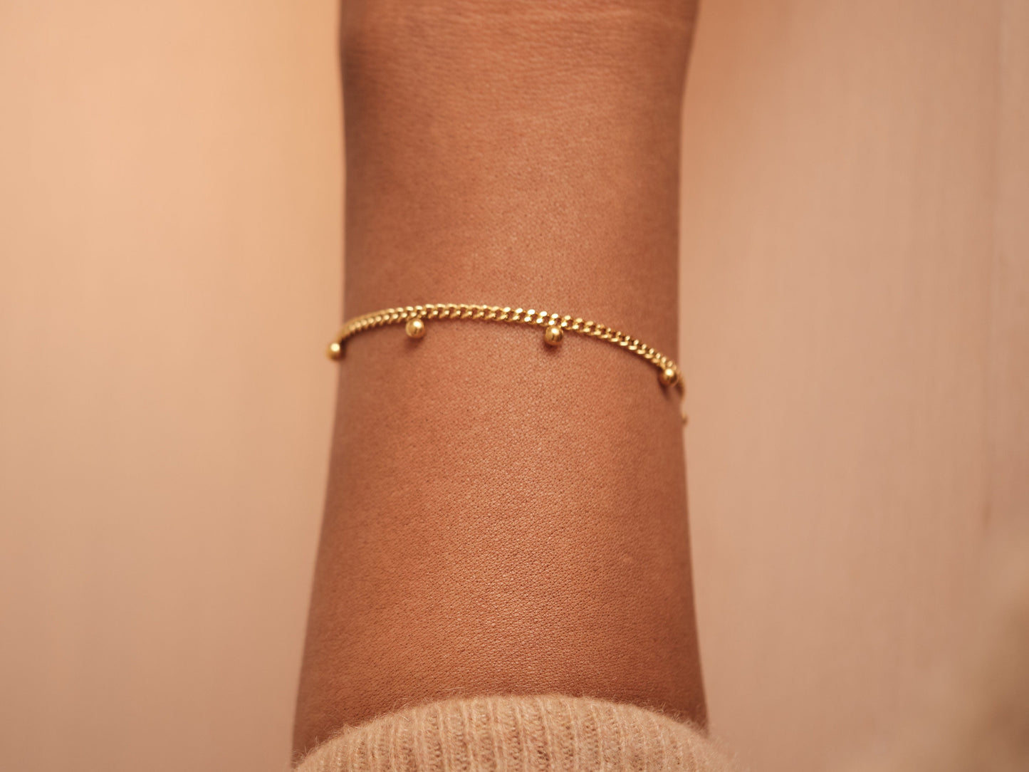 Gold Bead Chain Bracelet, Gold Bracelet, Gold Chain Bracelet, Beaded Chain Necklace, Waterproof Chain, Gift for Her, Gold Satellite Bracelet