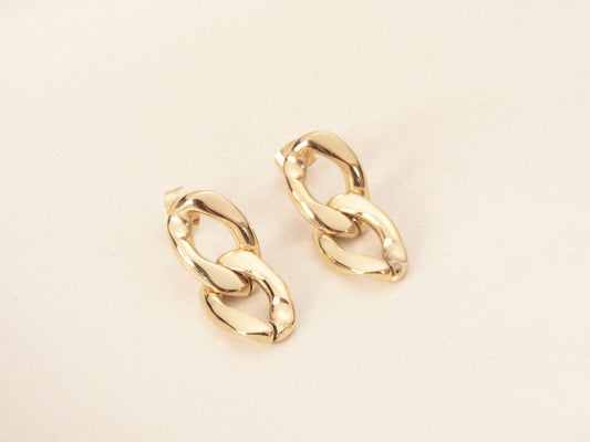 18K Gold Link Chain Earrings Chain Stud Earrings Long Chain Earrings Chunky Chain Drop Earrings Gold Curb Drop Earring Minimalist