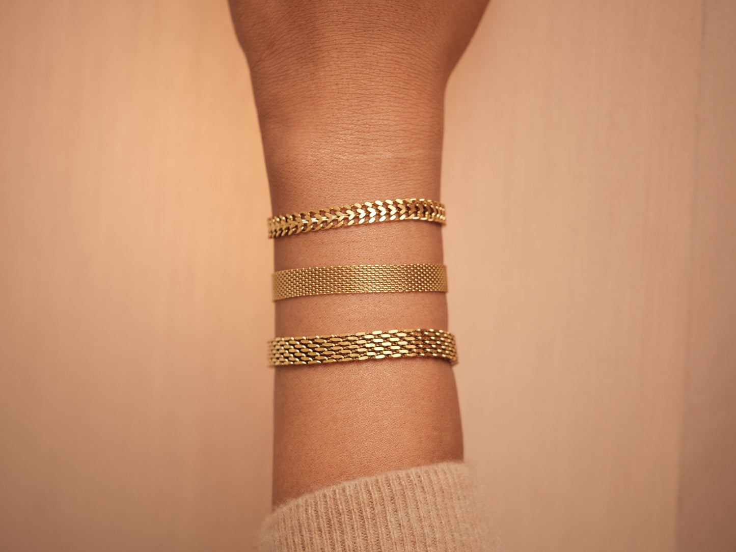 Gold Mesh Bracelet Vintage Jewelry Gold Bracelet Stainless Steel Waterproof Anti tarnish Gold Jewelry Gift For Her Him Mom Bracelet Gift