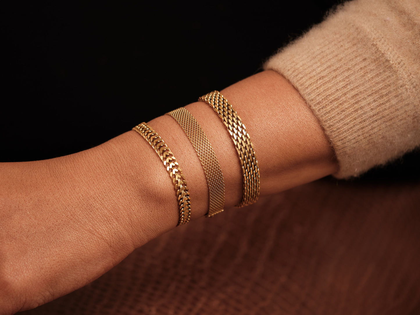 Gold Mesh Bracelet Vintage Jewelry Gold Bracelet Stainless Steel Waterproof Anti tarnish Gold Jewelry Gift For Her Him Mom Bracelet Gift