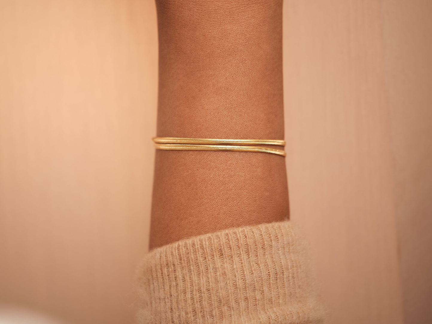 Double Gold pvd Herringbone Bracelet 18K Gold bracelet, Double Gold Herringbone Chain Bracelet, layered bracelet, snake chain bracelet