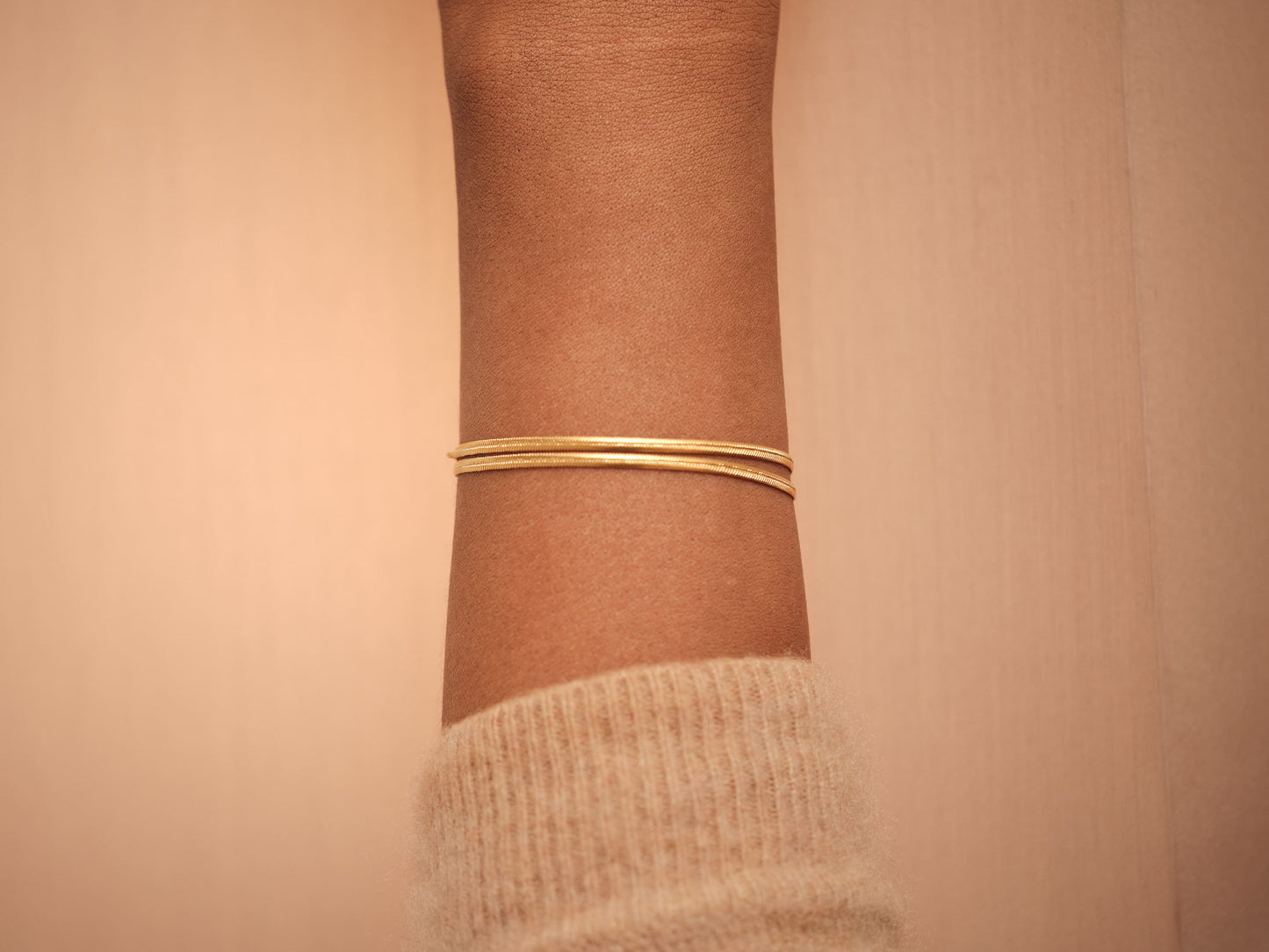 Double Herringbone Bracelet, Double Snake Chain Bracelet, Gold Herringbone Bracelet, Gold Double snake chain bracelet, Double chain Bracelet