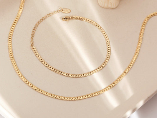 Gold Herringbone Necklace, Vintage Herringbone Necklace, Gold Snake Chain Necklace, Vintage Snake Chain, Gold Herringbone Chain, Gift