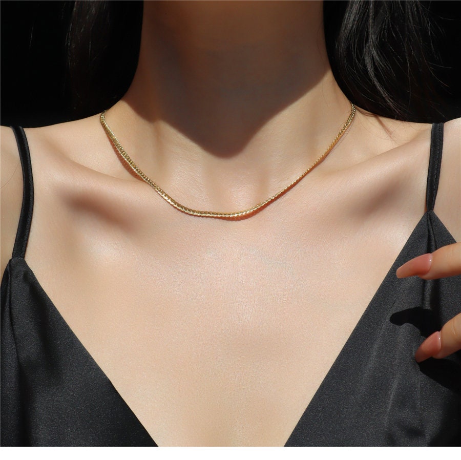 Gold Herringbone Necklace, Vintage Herringbone Necklace, Gold Snake Chain Necklace, Snake Necklace, Gold Herringbone Chain, Gift