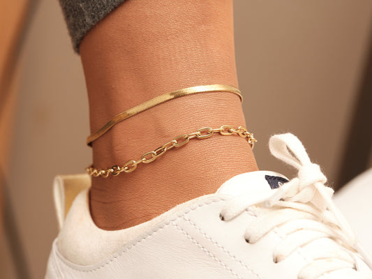 Gold Anklet, Gold Tarnish Free Anklet, Layered Anklet, Gold Anklet Bracelets, Waterproof Anklet, Anklet for Summer, Gold Anklet for Women