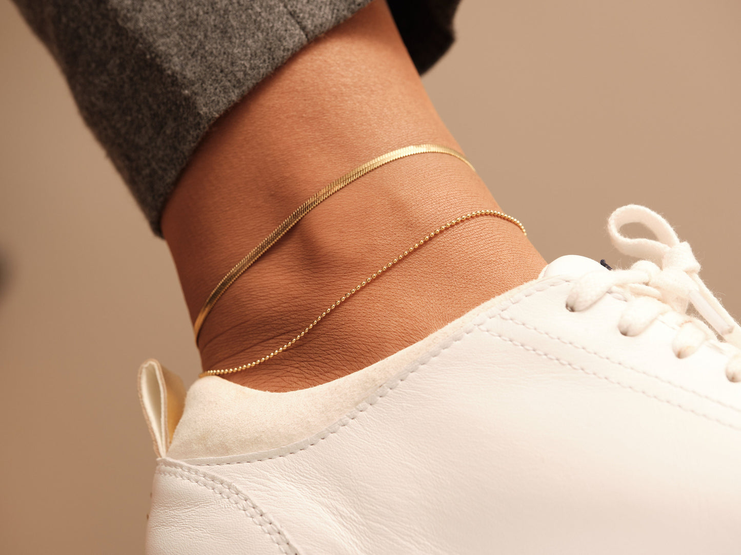 Gold Pave Hearts Anklet, Gold Anklets, Gold Snake Chain Anklet, Gold Herringbone Anklet, Link Chain Anklet, Beads Anklet, WATERPROOF Anklet