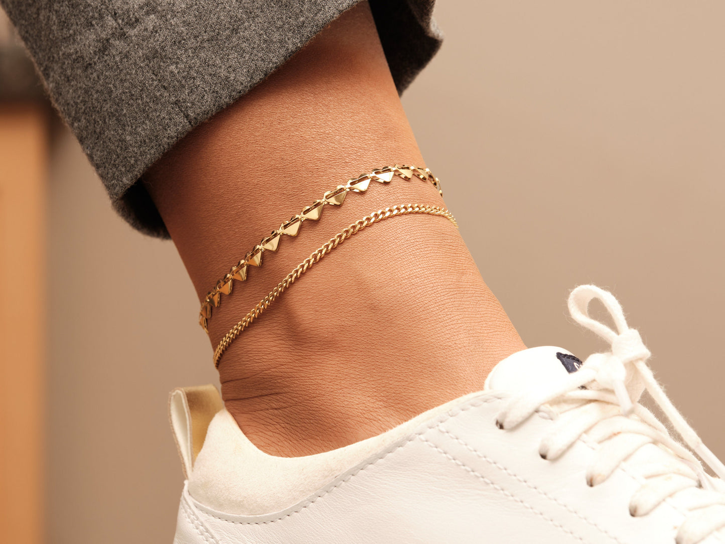 Gold Pave Hearts Anklet, Gold Anklets, Gold Snake Chain Anklet, Gold Herringbone Anklet, Link Chain Anklet, Beads Anklet, WATERPROOF Anklet