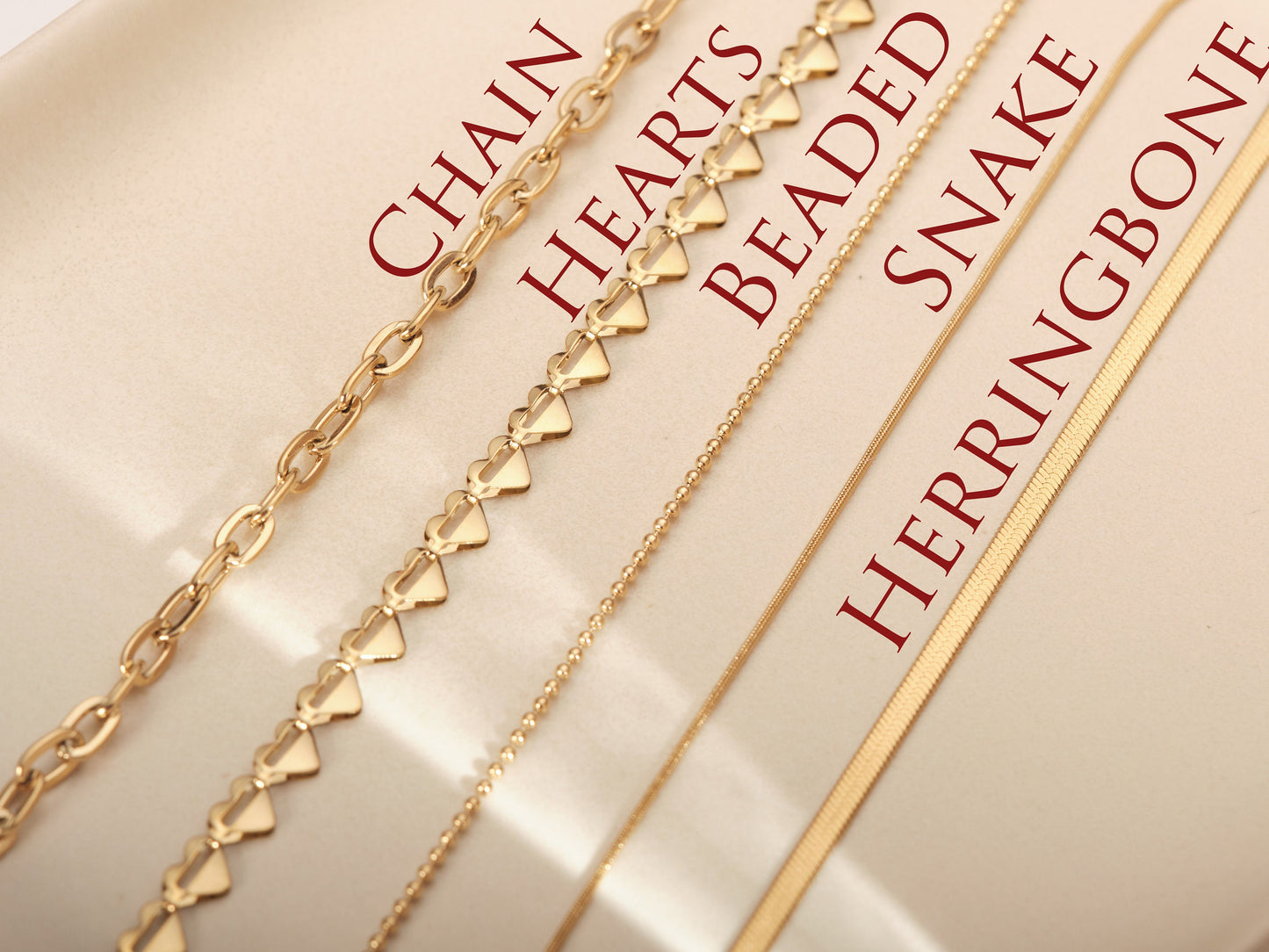 Gold Pave Hearts Anklet, Gold Anklets, Gold Snake Chain Anklet, Gold Herringbone Anklet, Link Chain Anklet, Beads Anklet, WATERPROOF Anklet