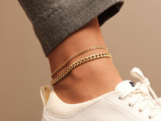 Anklet bracelet Gold Chain Anklet Thick Chain Gold Anklet Gold Anklet Bracelet Set Cuban Chain Anklet Set Chunky Chain Anklet Curb Chain