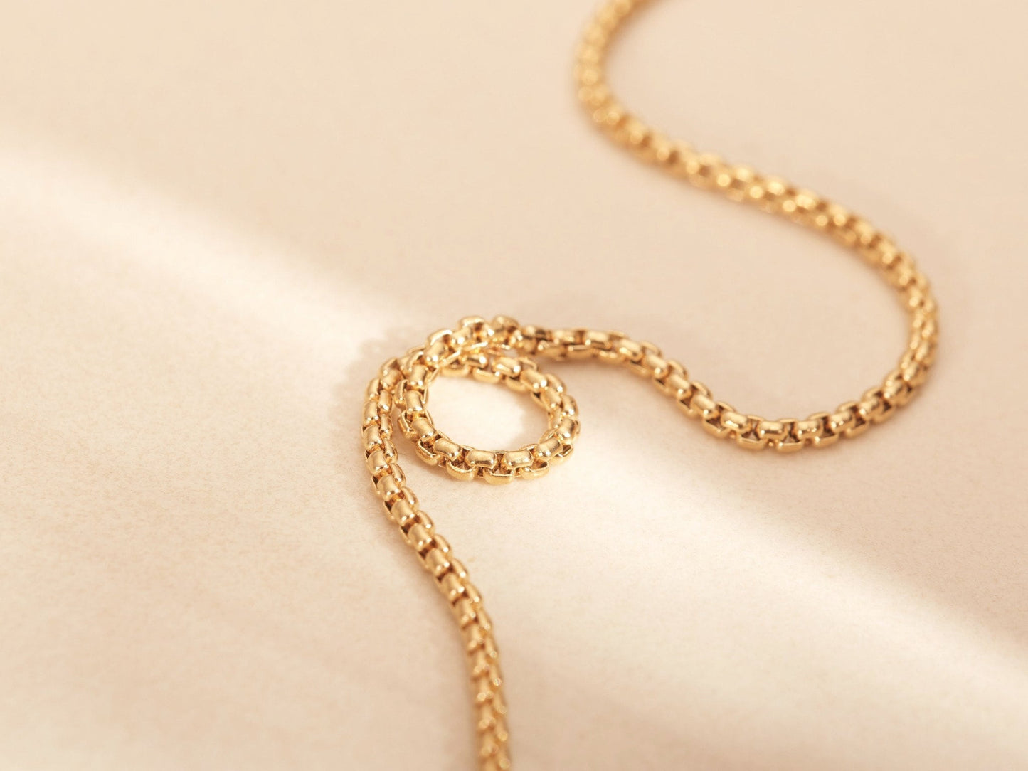 Gold Beaded Snake Chain Necklace, Bead Chain, Snake Chain, Gold Herringbone Chain, Gold Chunky Box Snake Chain, WATERPROOF, Gold Chain