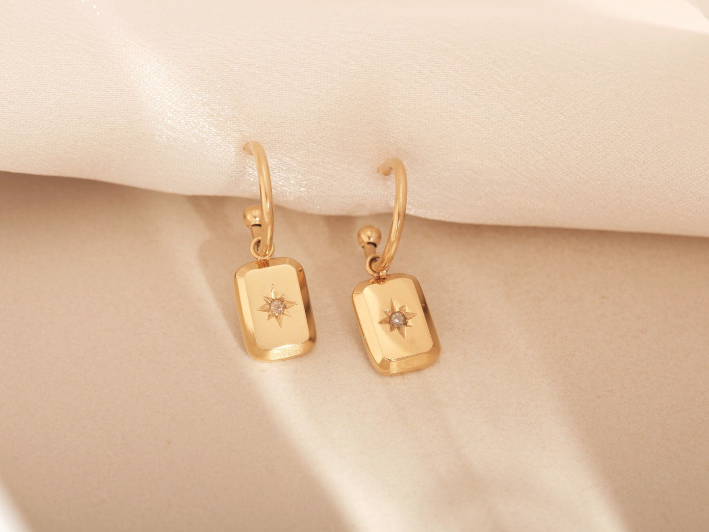 Gold North Star Earrings, CZ Earrings, CZ Star Earrings, Charm Earrings, WATEPROOF, Tarnish resist Earrings, Mother's day gift for Mom, Aunt