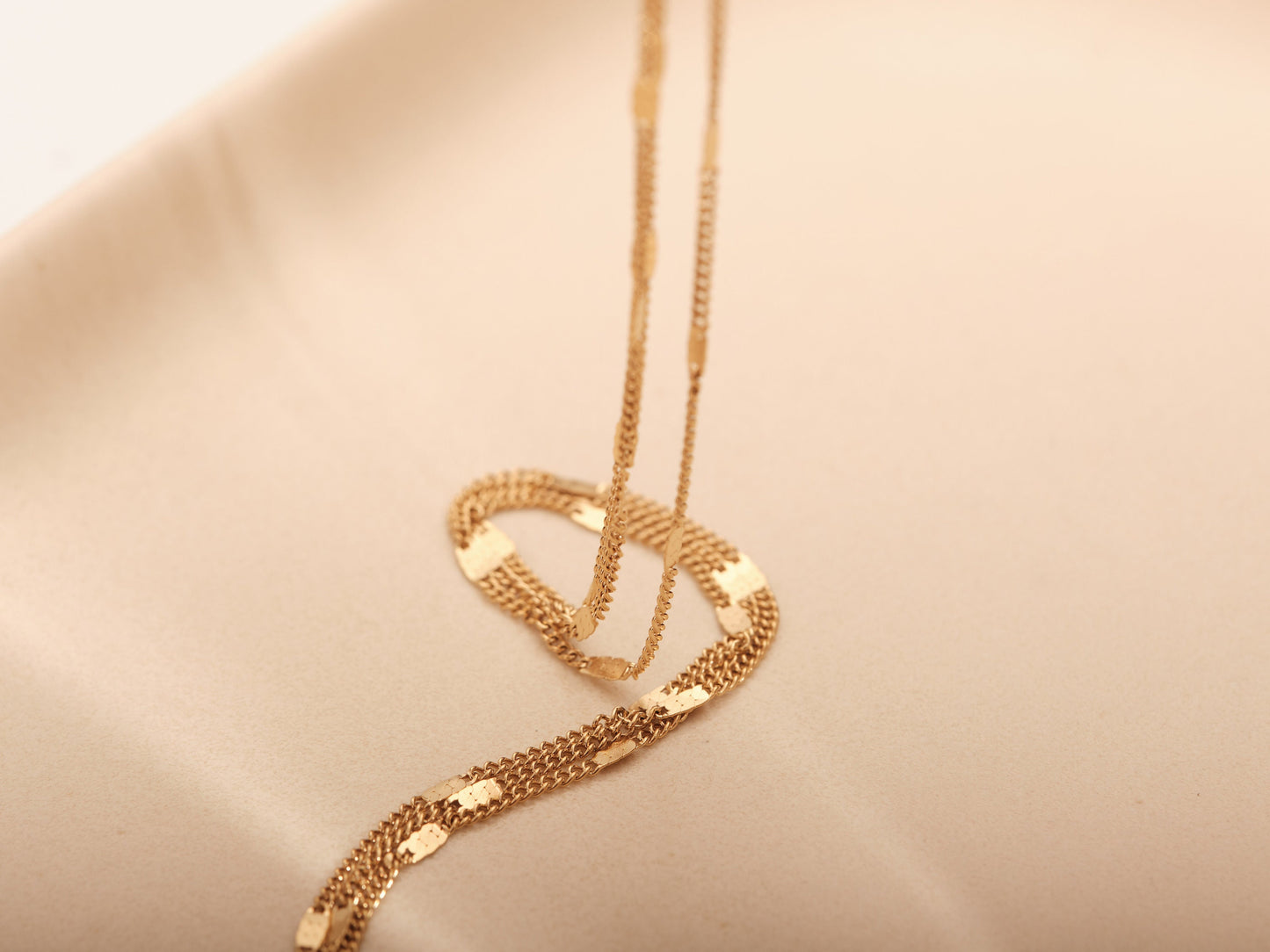 Gold Chain Choker Necklace, Triple Layer Choker, Gold Choker Necklace, Chain Necklace, Part Flat Curb Chain Necklace, Waterproof, Gift