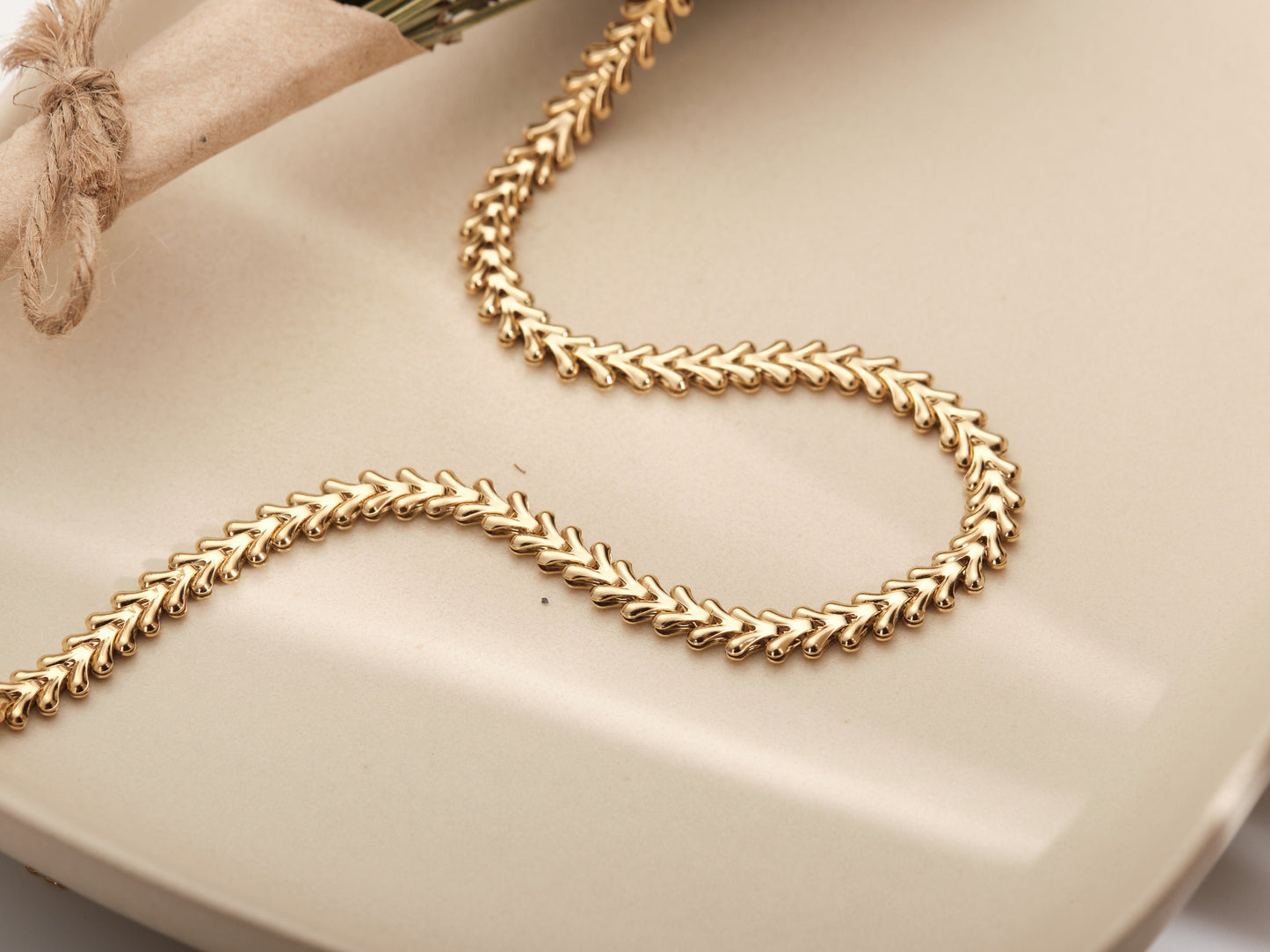 Gold Fishbone Chain Necklace, Fishbone Necklace Gold Chain Choker, Thick Fishbone Choker, Wide Chain Choker, Gold Choker Necklace waterproof