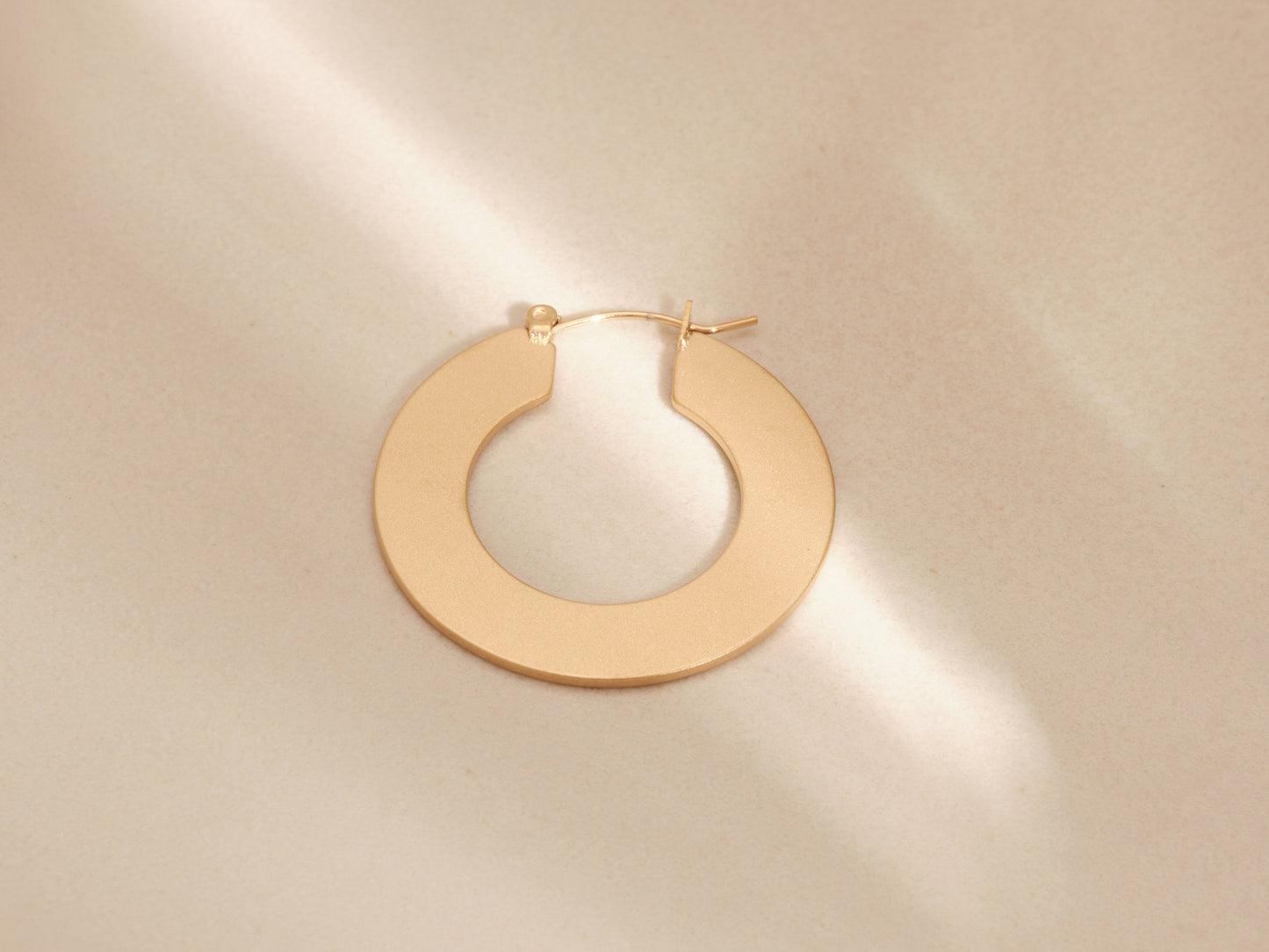 Gold Matte Hoop Earrings, Gold Hoops, Flat Hoops, Gold Vintage Hoop Earrings, Vintage Earrings, Gold Tarnish Free Earrings, Waterproof