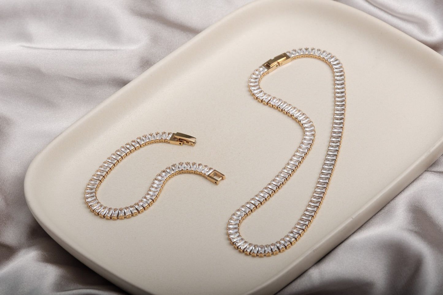 18k Gold Tennis cz Bracelet, Baguette cz Bracelet, Tennis CZ Chain, Pave CZ Bracelet for Women Waterproof Jewelry Tennis Diamond CZ Bracelet