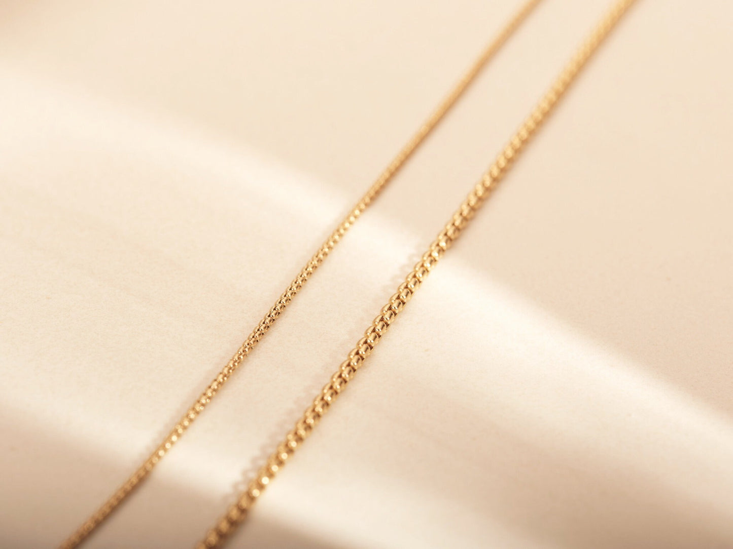 Gold Beaded Snake Chain Necklace, Bead Chain, Snake Chain, Gold Herringbone Chain, Gold Chunky Box Snake Chain, WATERPROOF, Gold Chain