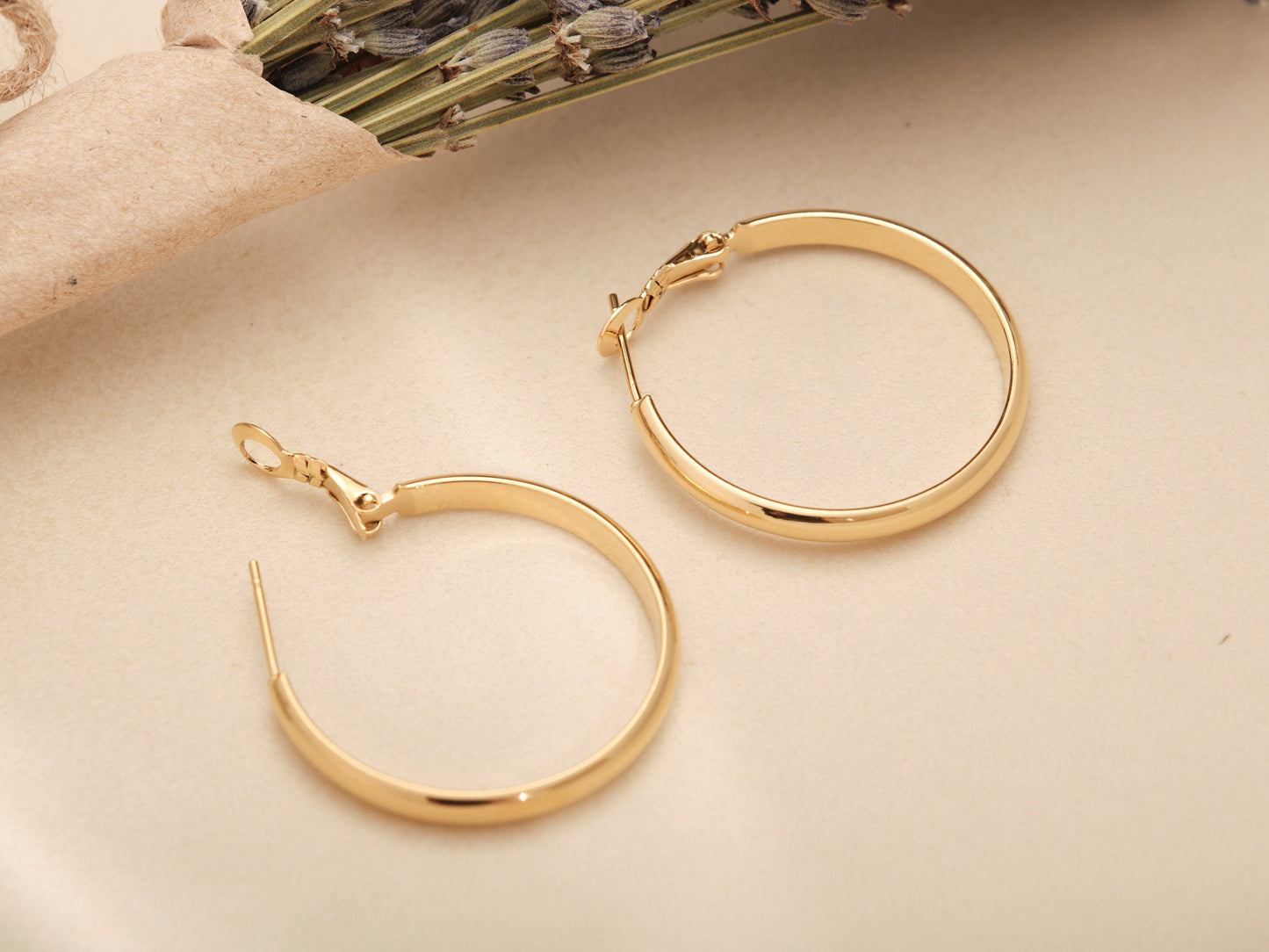 Gold Hoop Earrings, Gold Earrings, Gold Hoop, Waterproof Hoop Earrings, Large hoops, 30mm hoops, 50mm hoops, dainty hoop, simple hoops