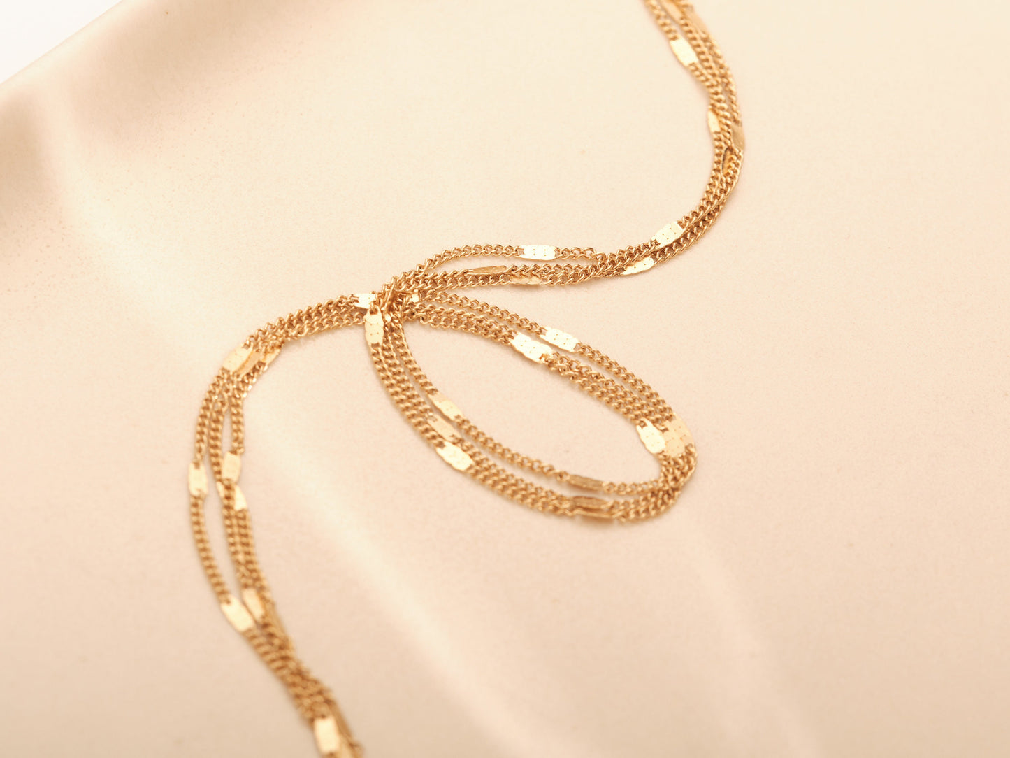 Gold Chain Choker Necklace, Triple Layer Choker, Gold Choker Necklace, Chain Necklace, Part Flat Curb Chain Necklace, Waterproof, Gift