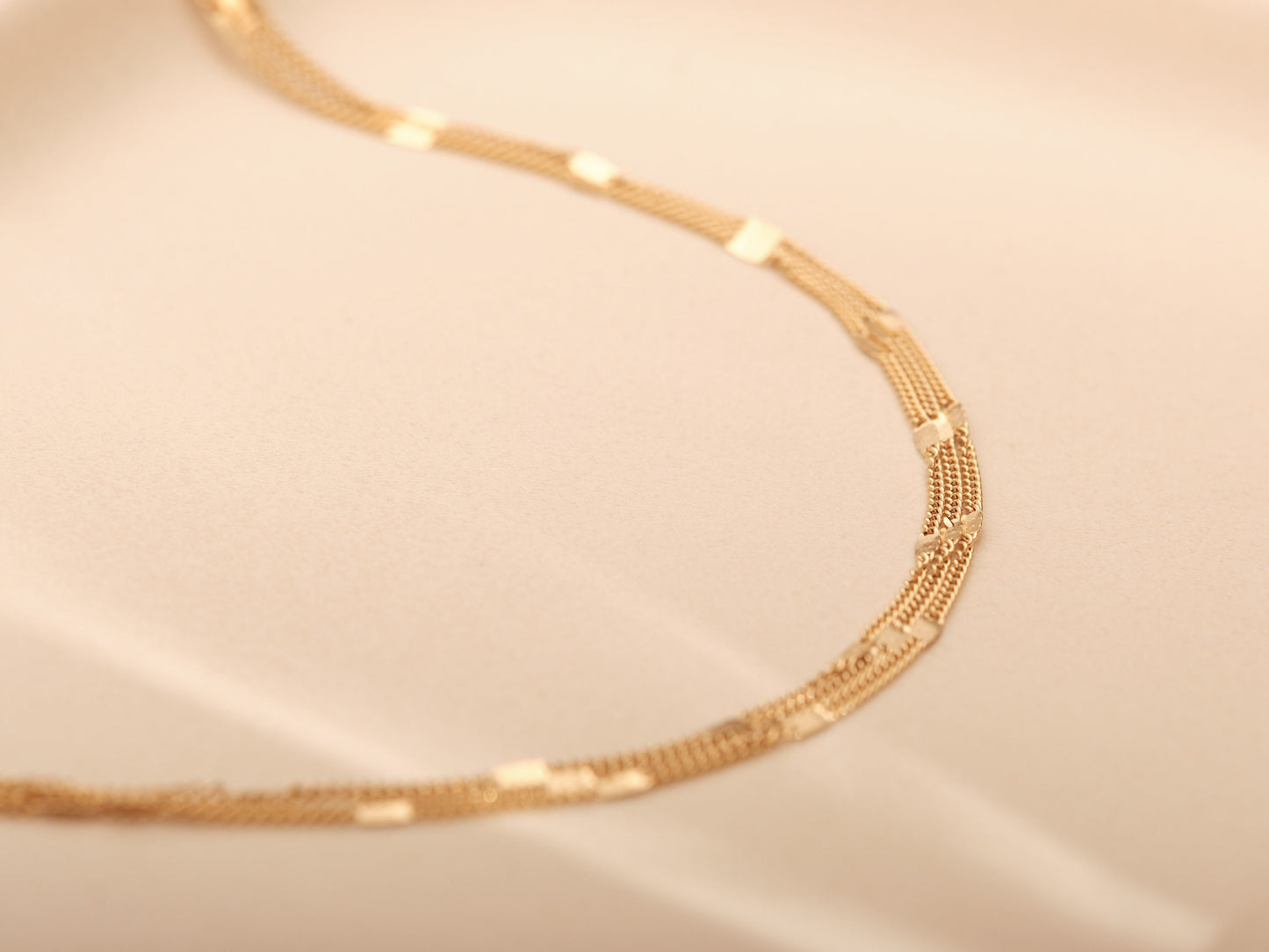 Gold Chain Choker Necklace, Triple Layer Choker, Gold Choker Necklace, Chain Necklace, Part Flat Curb Chain Necklace, Waterproof, Gift