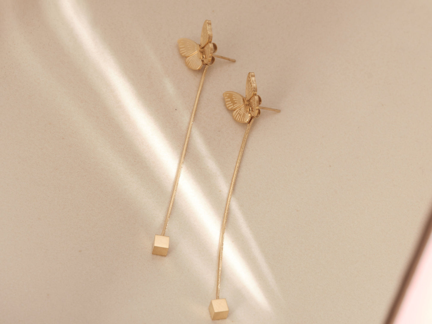 Gold Butterfly Earrings, Two ways of wearing, Dainty 3D Butterfly Studs, Butterfly Dangling Earring, Waterproof Earrings, Earring Gift