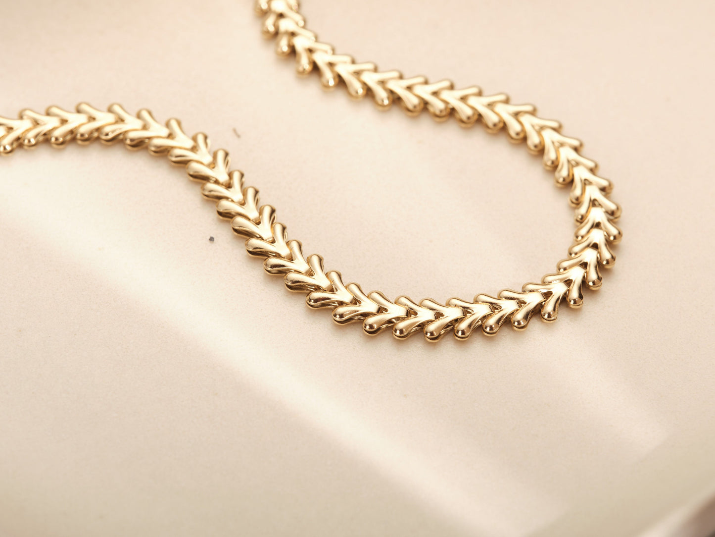 Gold Fishbone Chain Bracelet, Fishbone Bracelet Gold Chain Bracelet, Thick Fishbone Bracelet, Wide Gold Grain Chain Bracelet waterproof