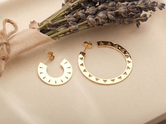 Gold Pop style hoop earrings, gold hoops, gold hoop earrings, pop earring, geometric hoops, waterproof, boho earrings, boho hoops gift