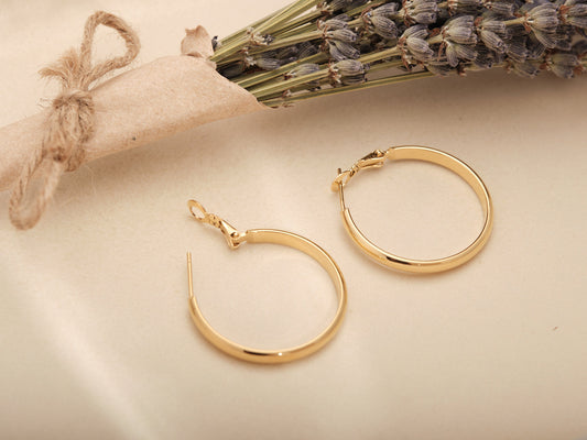 Gold Hoop Earrings, Gold Earrings, Gold Hoop, Waterproof Hoop Earrings, Large hoops, 30mm hoops, 50mm hoops, dainty hoop, simple hoops