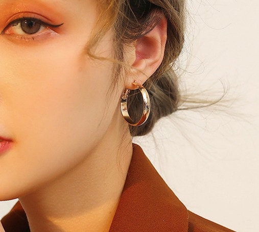 Gold Hoop Earrings, Gold Earrings, Gold Hoop, Waterproof Hoop Earrings, Large hoops, 30mm hoops, 50mm hoops, dainty hoop, simple hoops