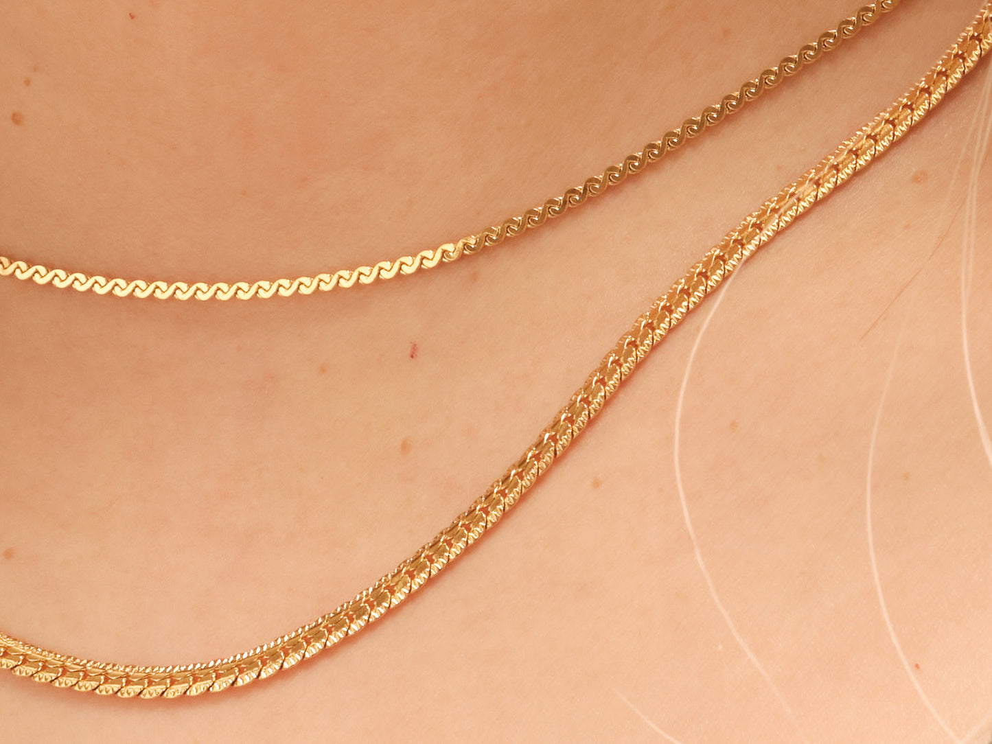 Gold Twist Snake Necklace, Chain Set Necklace Set, Gold Twist Herringbone Chain, Gold chain, Bar Necklace, Gold Herringbone chain Waterproof