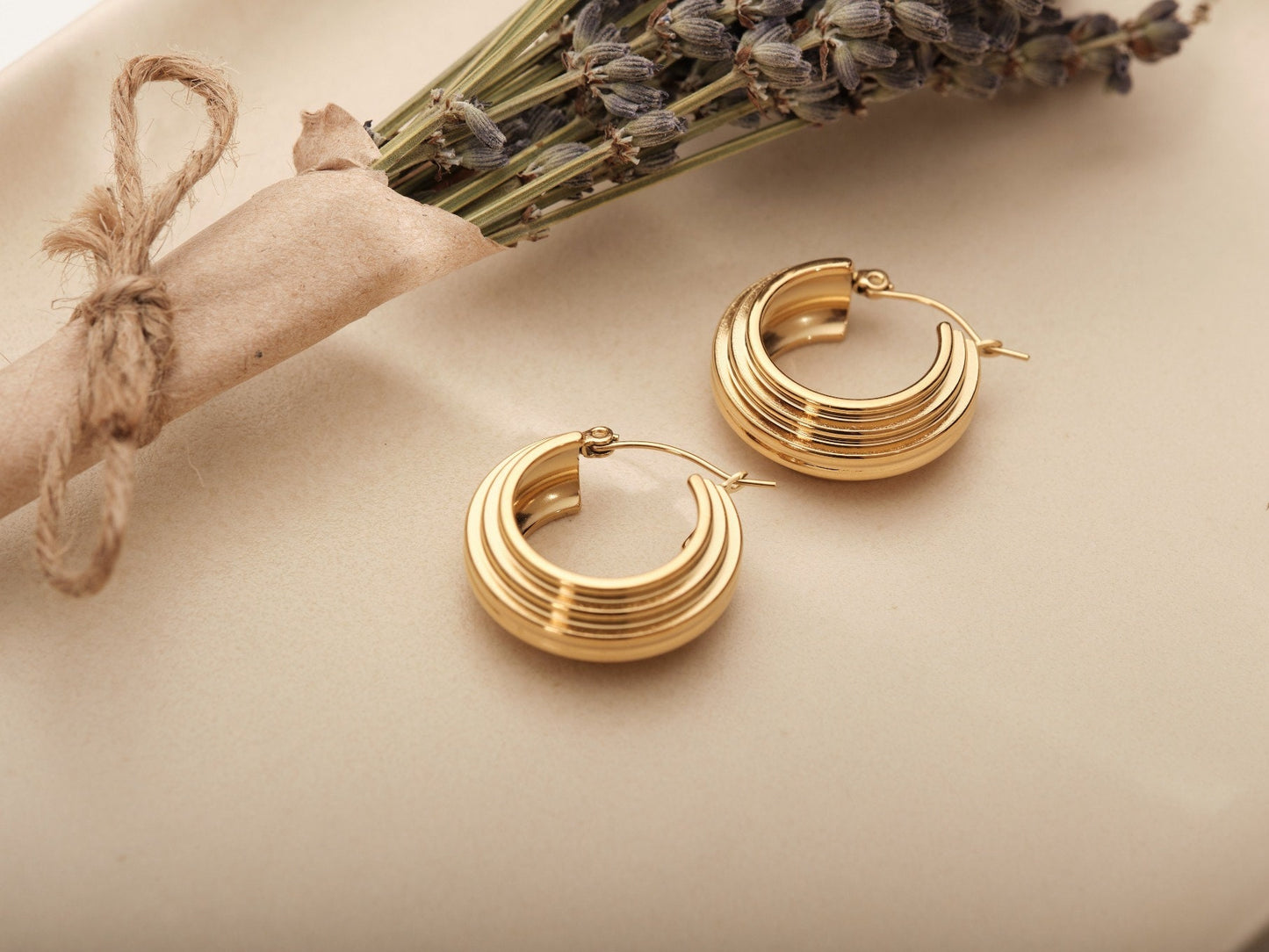 Gold Chunky Earrings, Chunky Hoops, Gold Hoops, Thick Hoop Earrings, WATERPROOF, stainless steel earrings, gold earrings, gift for her