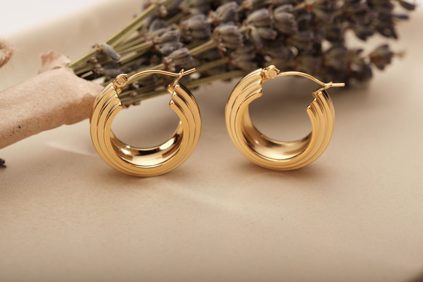 Gold Chunky Earrings, Chunky Hoops, Gold Hoops, Thick Hoop Earrings, WATERPROOF, stainless steel earrings, gold earrings, gift for her