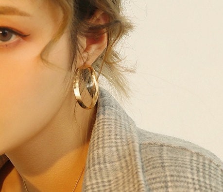 Gold Hoop Earrings, Gold Earrings, Gold Hoop, Waterproof Hoop Earrings, Large hoops, 30mm hoops, 50mm hoops, dainty hoop, simple hoops