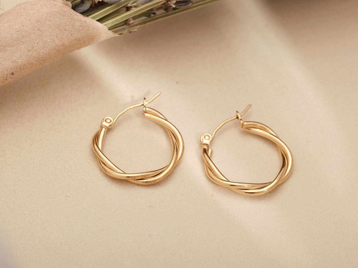 Twist Gold Hoops 18k Gold Hoop Earrings Slightly Twisted Hoops,  Hypoallergenic, Simple Hoops, Dainty Hoops, Gold Hoops, WATERPROOF, Gift