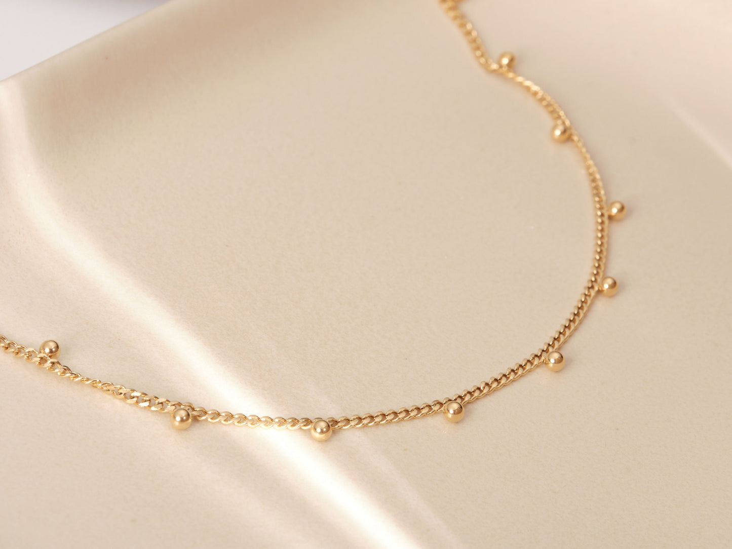 Gold beaded chain, Gold bead chain necklace, gold beads chain necklace, gold necklace, waterproof necklace, layering chains, gold chain set