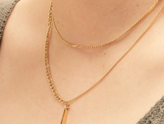 Gold Twist Snake Necklace, Chain Set Necklace Set, Gold Twist Herringbone Chain, Gold chain, Bar Necklace, Gold Herringbone chain Waterproof