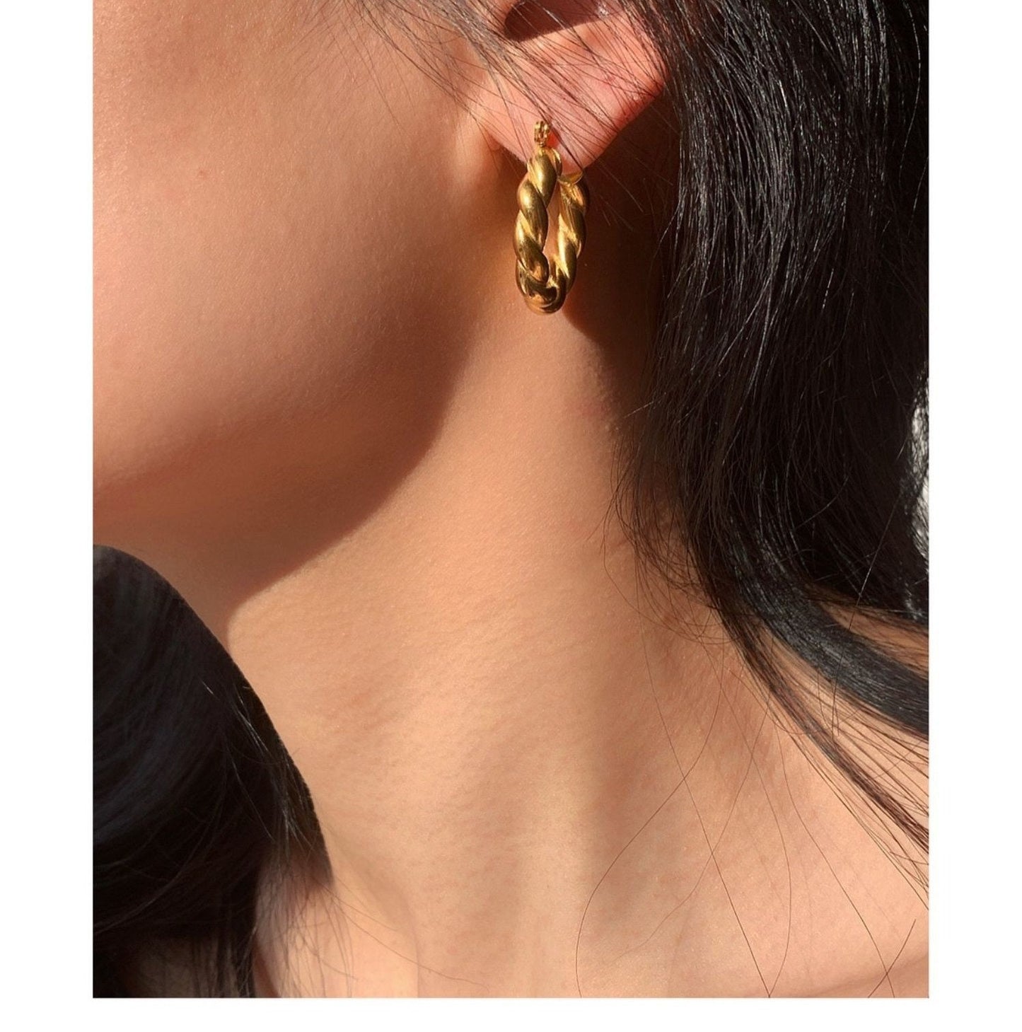 Gold Twisted Hoop, 18k Gold Twist Hoop, Twisted Earring, Gold Hoops, Gold Earrings, Gold Chunky Hoops, Gold Twisted Rope 25mm Diameter