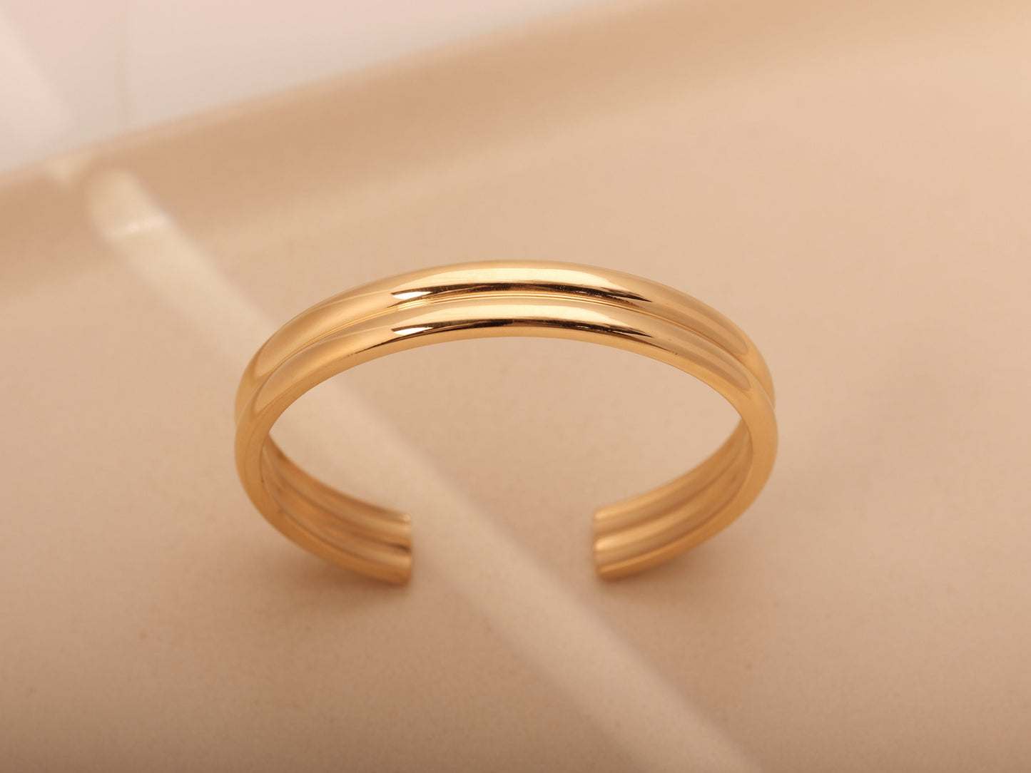 Gold Double Bangle, Gold Bangle, Open Bangle, Thick Bangle, Chunky Bangle, Open Cuff, Cuff Bangle, Waterproof, Chic Bangle, Bangle Bracelet