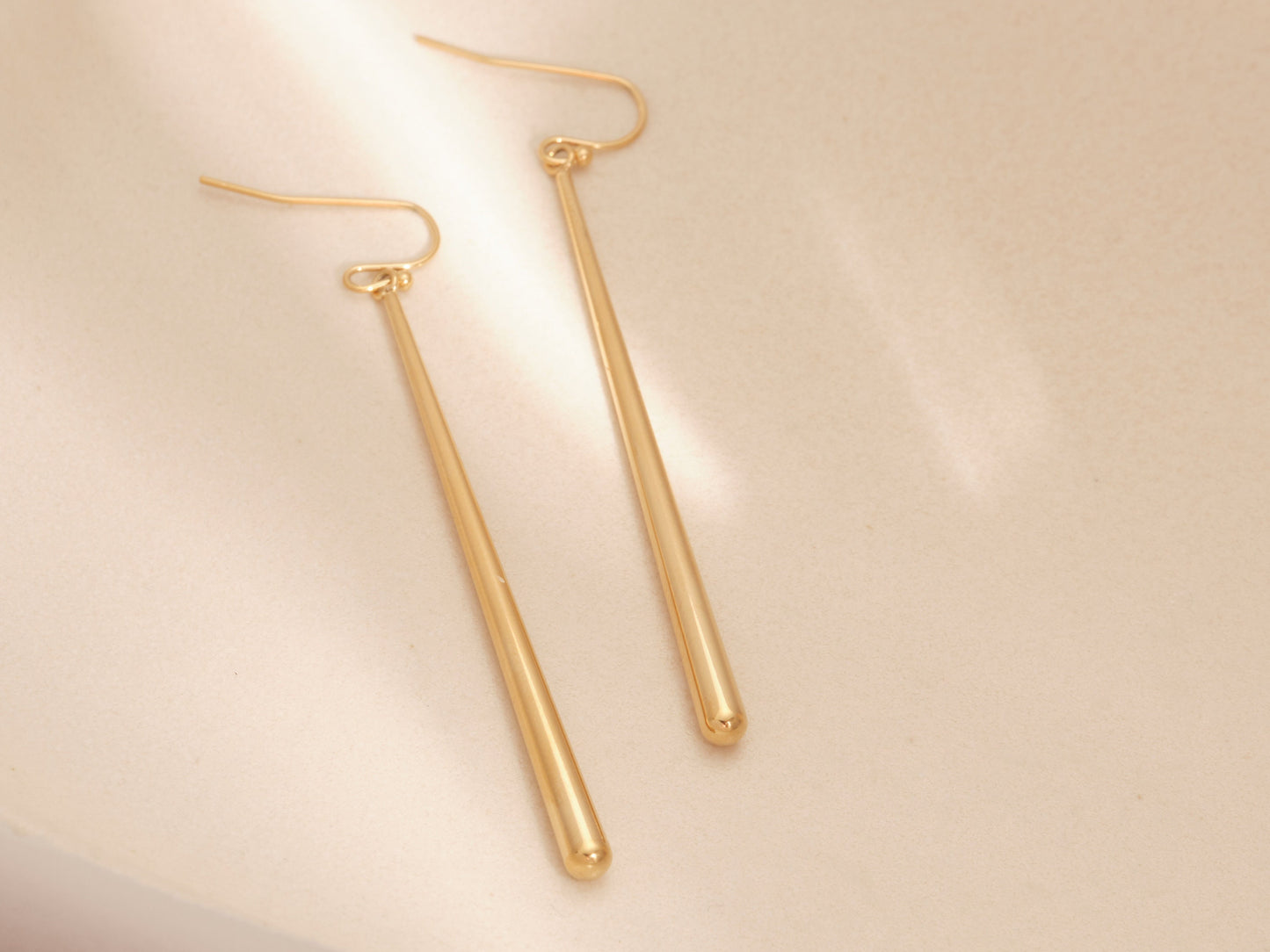 Gold Long Spike Earrings, Gold Spike Earrings, Gold Dangling Earrings, Minimalist, Modern Look Earring Gold Drop Earring, WATERPROOF Earring