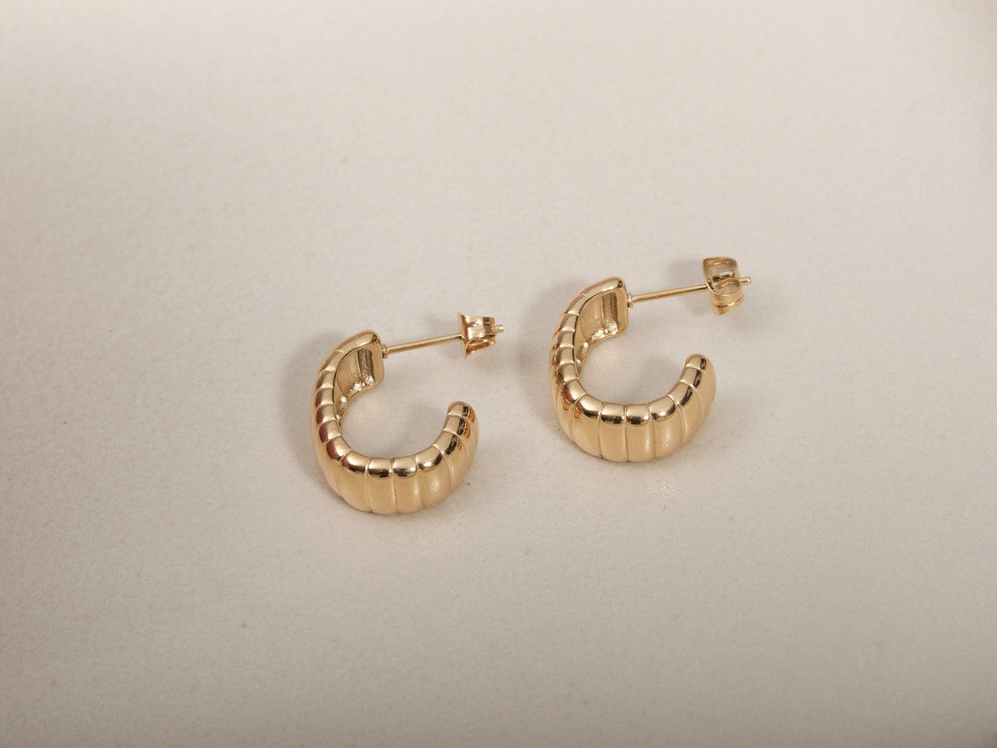 Gold Croissant Earrings, Gold Hoops, Chunky Hoops, Twisted Hoops, Gold Thick Hoops, Hoop Earrings, Wide Hoop, Gold Open Hoops, WATERPROOF